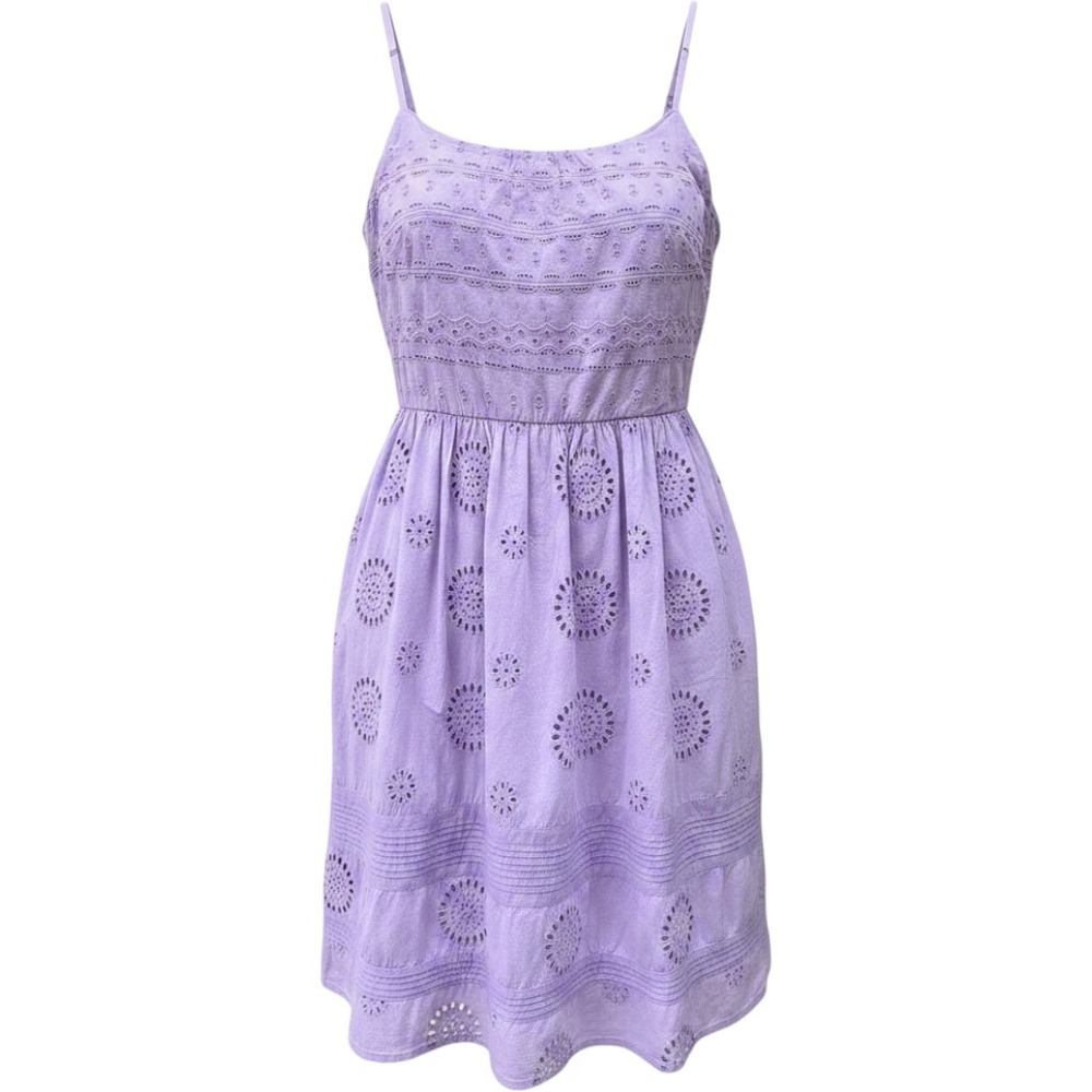 10 Cotton Lavender Eyelet Midi‎ Sundress Countrycore Coquette Adrianna Papell